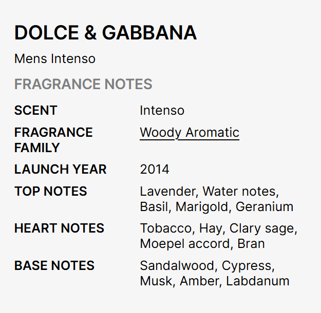 DOLCE & GABBANA Intenso EDP 3.4 oz men