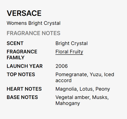 VERSACE Bright Crysta EDP 3.0 oz woman