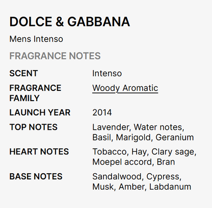 DOLCE & GABBANA Intenso EDP 3.4 oz men