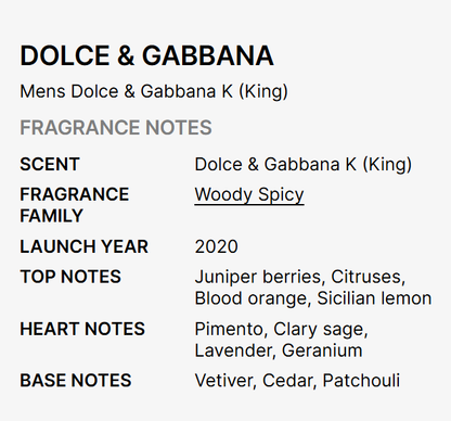 DOLCE & GABBANA by k EDP 3.3oz men