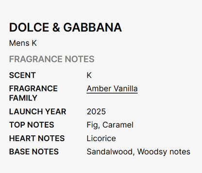 DOLCE & GABBANA PERFUM 3.4 oz men