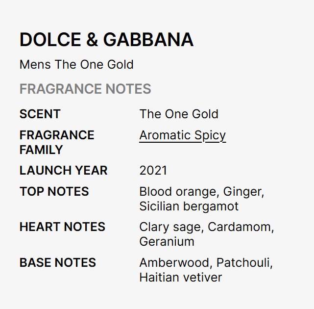 DOLCE & GABBANA  the gold EDP 3.4 oz men