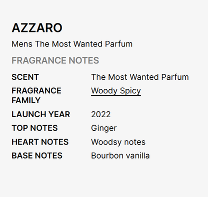 AZZARO The Most Wanted PERFUM 3.4 oz men