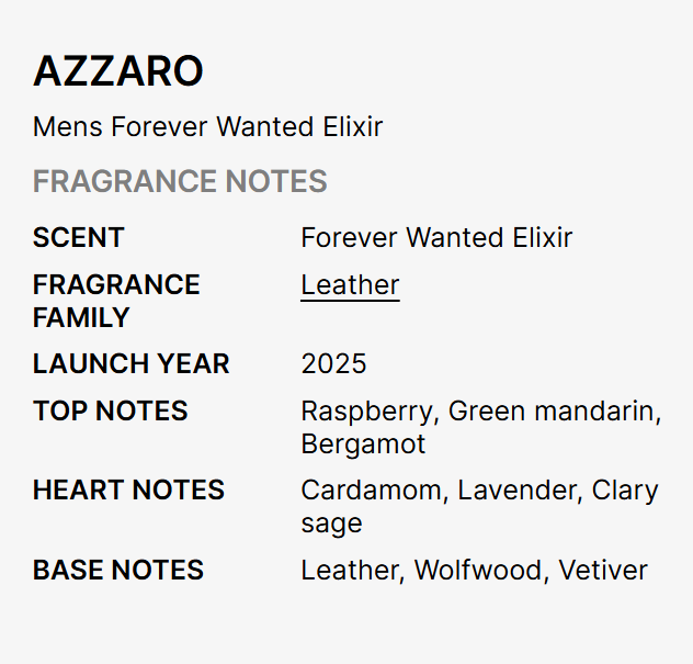 AZZARO forever wanted elixir 3.4 oz men