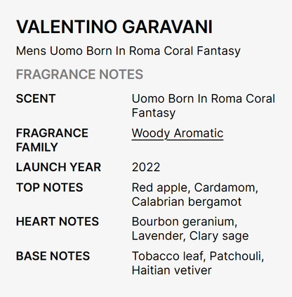 VALENTINO GARAVANI Uomo Born In Roma Coral Fantasy EDT 3.4 oz men