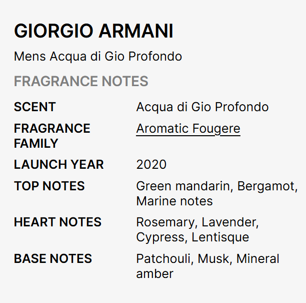 GIORGIO ARMANI  Acqua di Gio Profondo 3.4 oz men