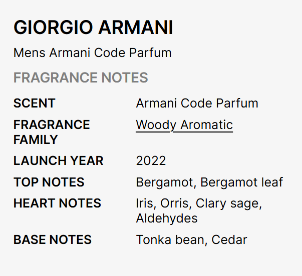 GIORGIO ARMANI Armani Code PARFUM 4.2 oz men